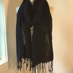 Black Gauzy Weave Scarf Wrap